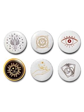 Celestial Tarot Pinback Button Lot of 6 | Mystic Astrology Whimsigoth